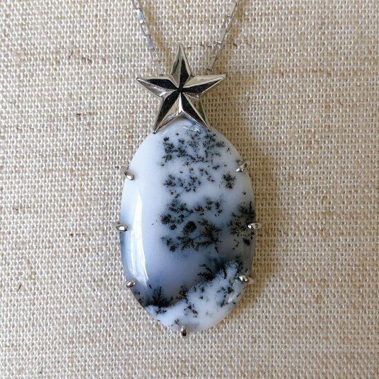 White Forest Dendritic Opal Pendant (F) silver925