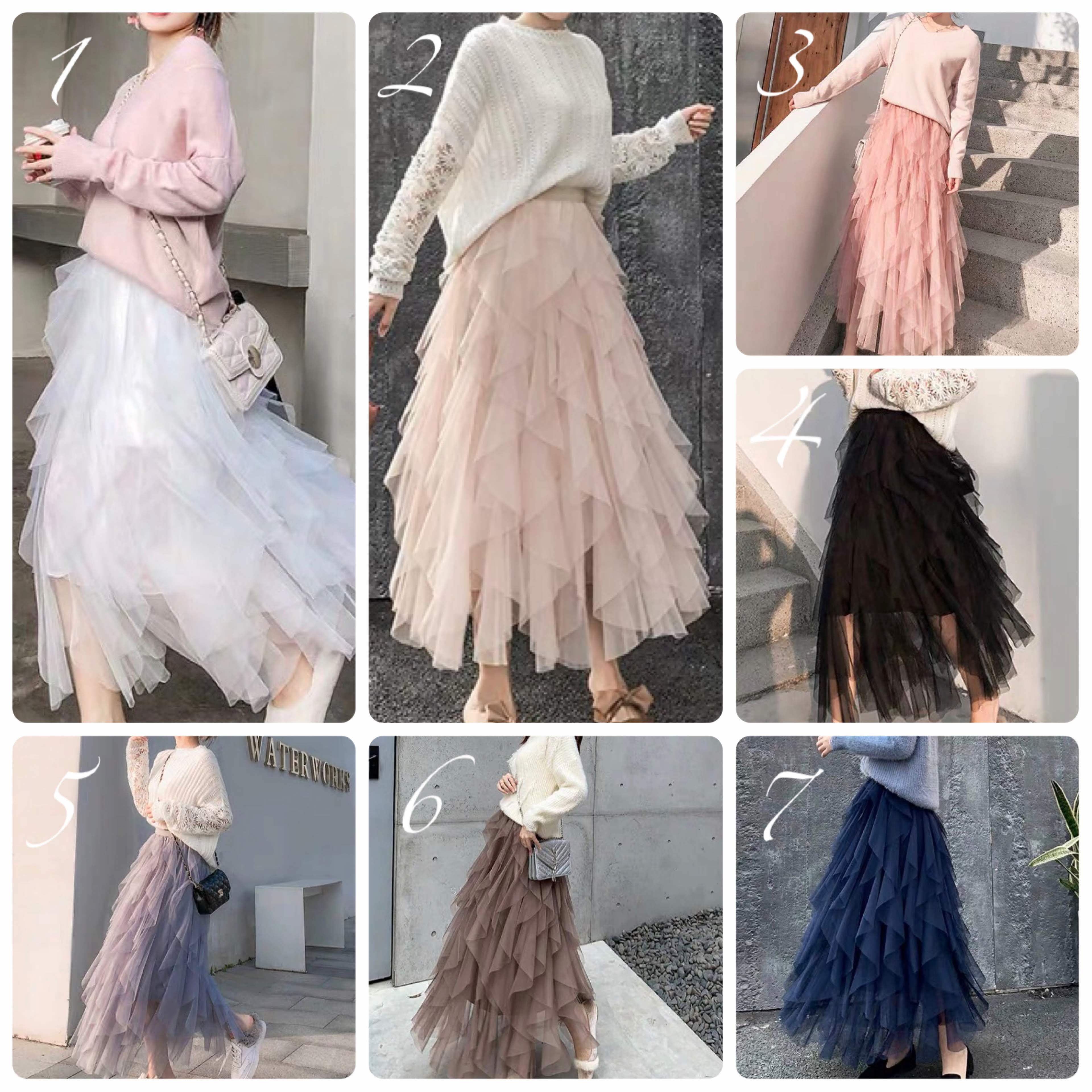 縦フリルチュールスカート ボリュームスカート全7色 | LILIANA