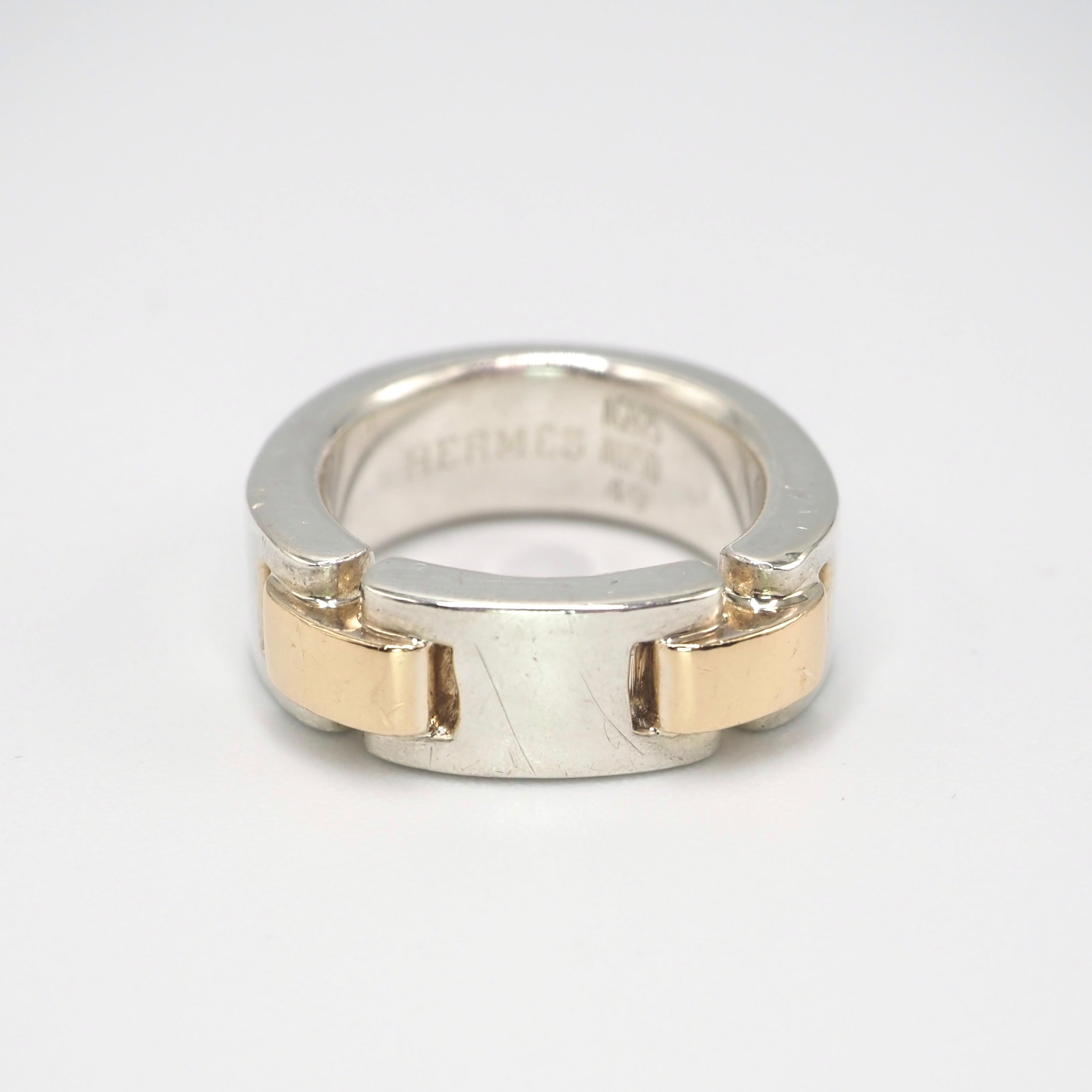 1/11掲載 HERMES 約9号 ルナパーク リング シルバー925 K18 エルメス