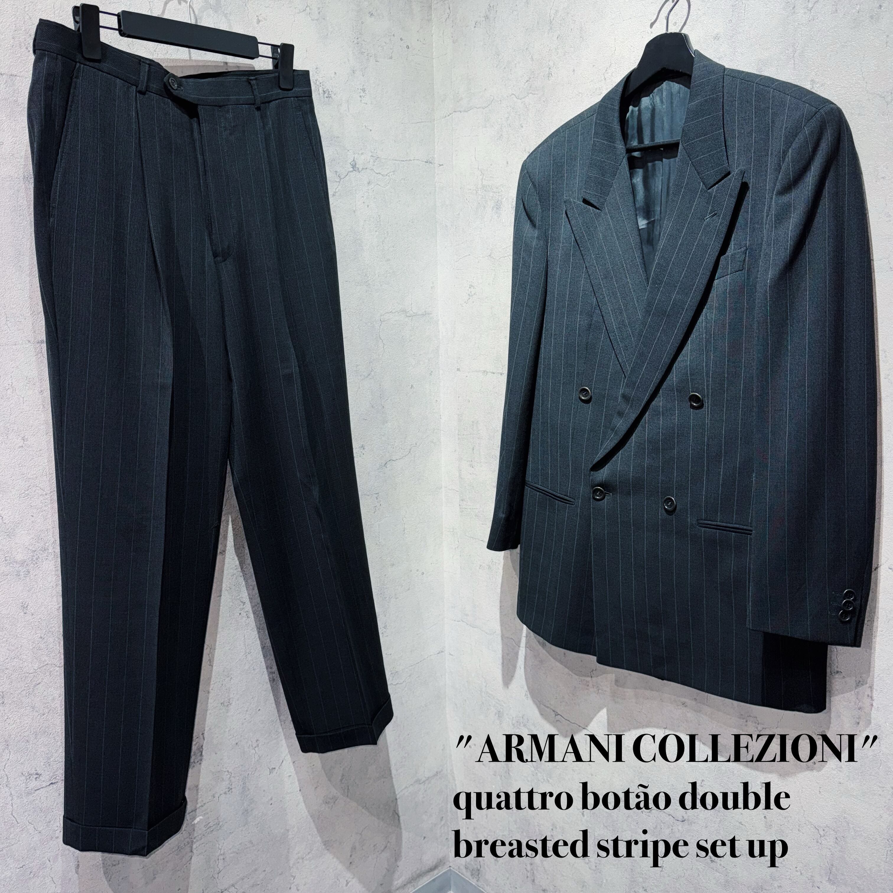 "ARMANI COLLEZIONI"quattro botão double breasted stripe set up