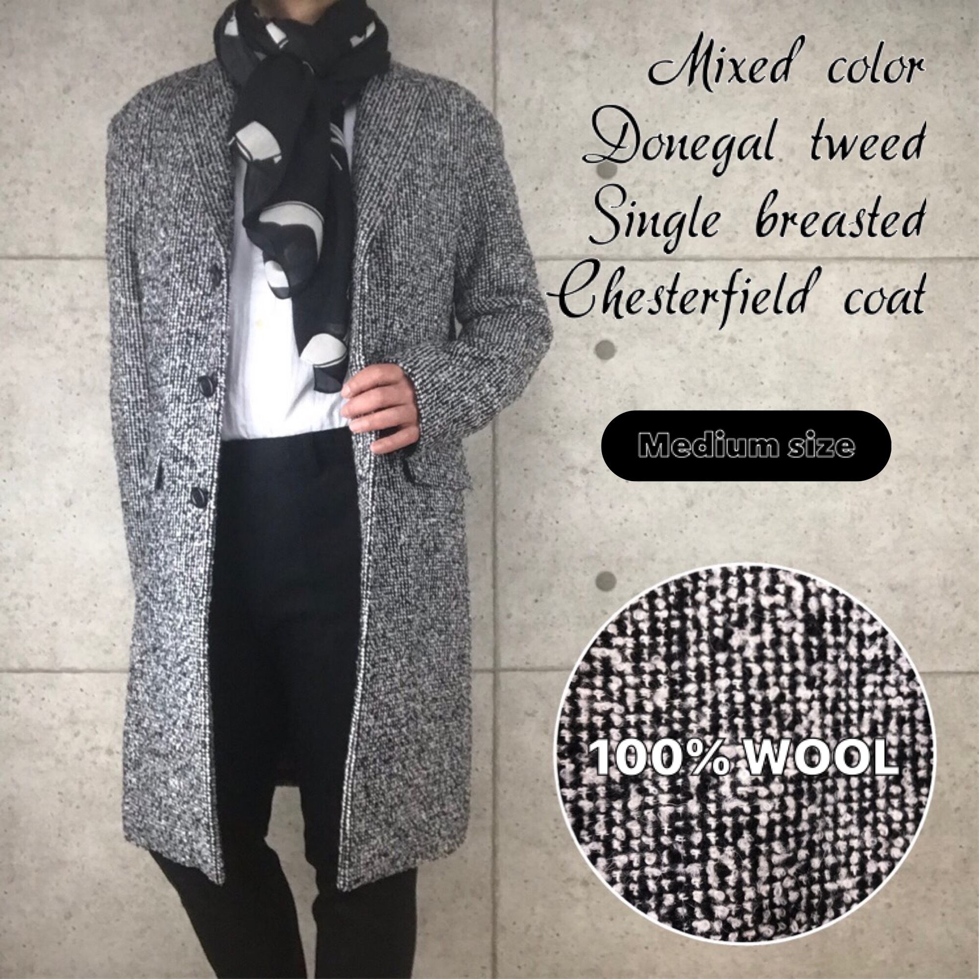 D'URBAN グレー ダブルブレスト コート ファー チェスター アルパカ