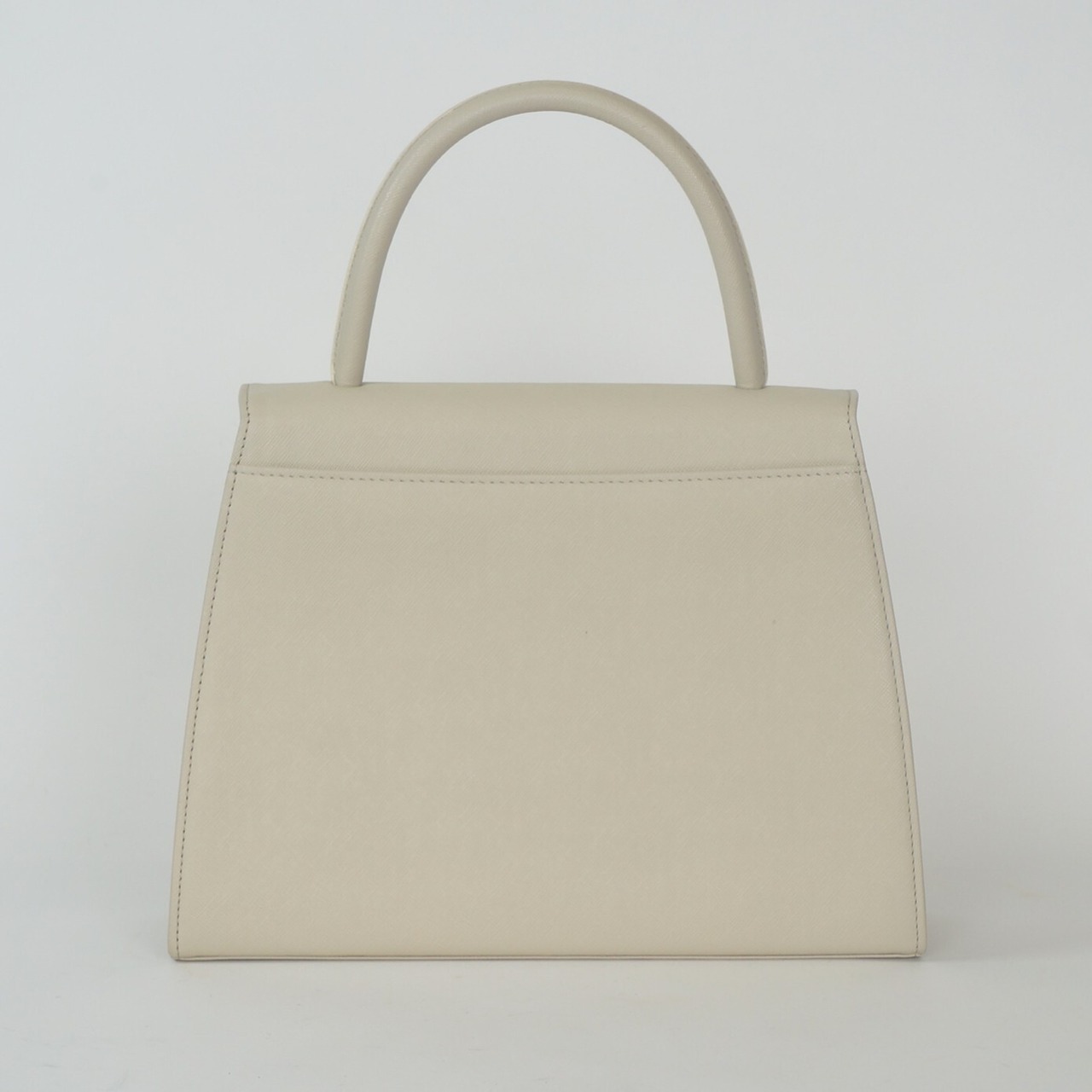 YVES SAINT LAURENT イヴ・サンローラン モノグラム レザー ハンドバッグ ベージュ