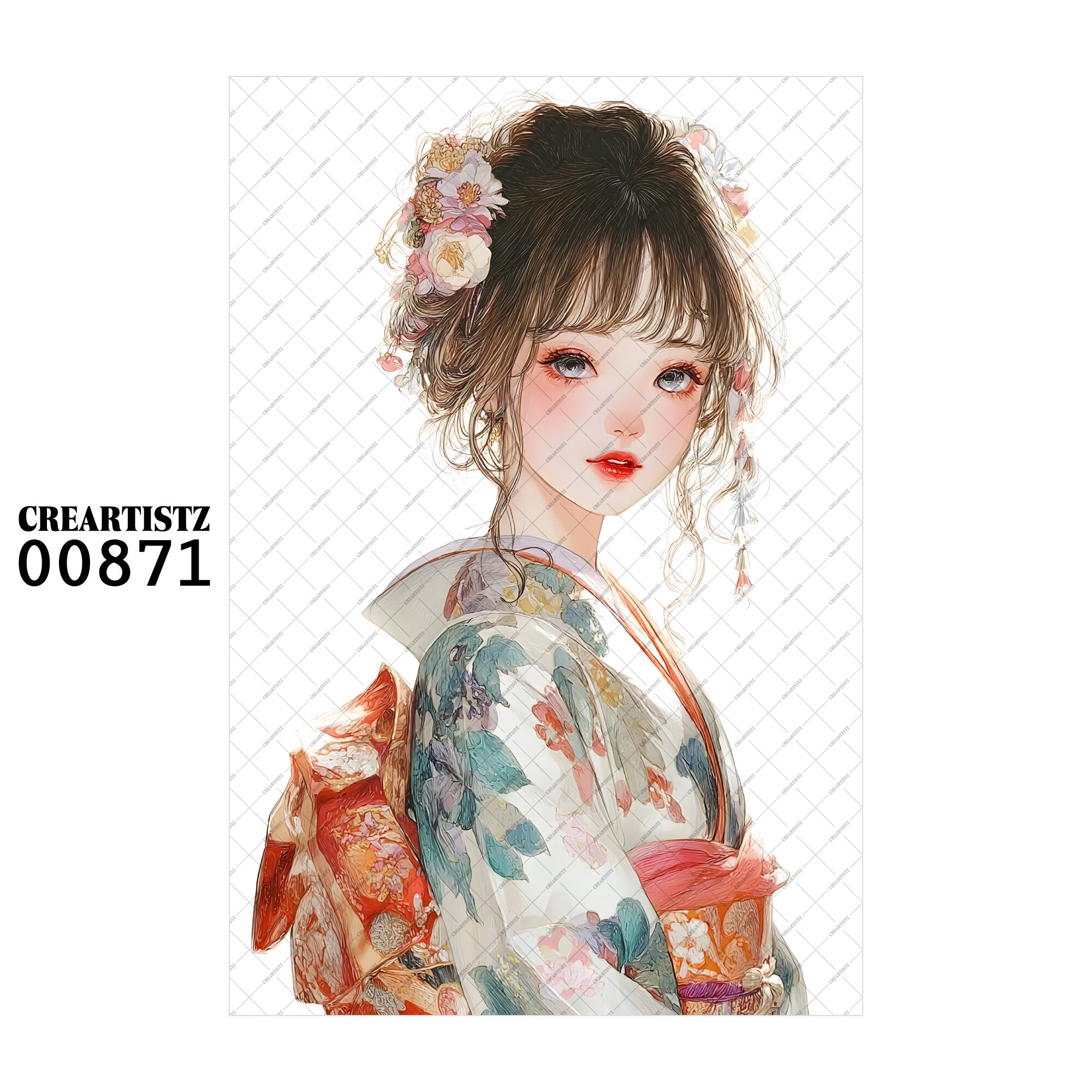 00871 ガール キュート オリジナル ペーパー/ステッカー 4枚セット CREARTISTZ