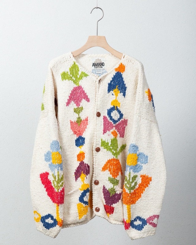 all over patterned cotton knitted cardigan