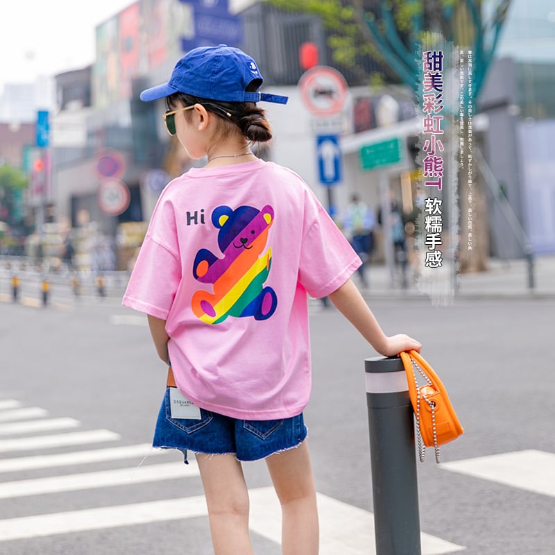 サマーレッドTシャツ トップス コットン 夏物 ピュア トレンディボーイ25493380724