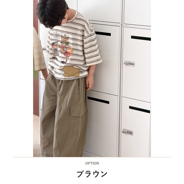 【KID】サンドイッチプリントストライプ半袖Tシャツ - 2