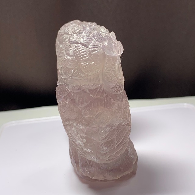 福を呼ぶ✩ピンクがかる色合い♪フローライトフクロウ置物