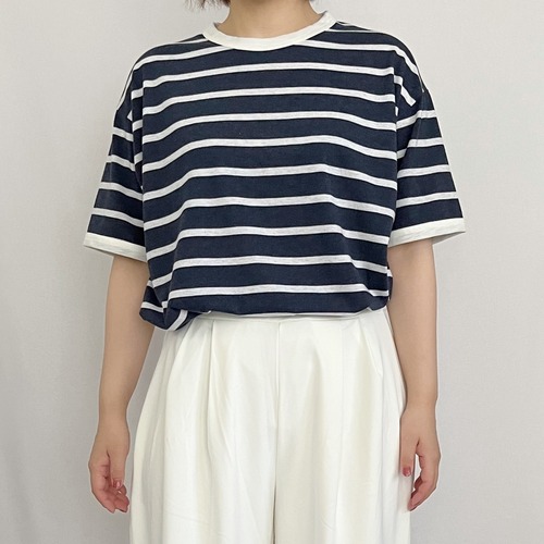 ボーダーTシャツ (紺×白)