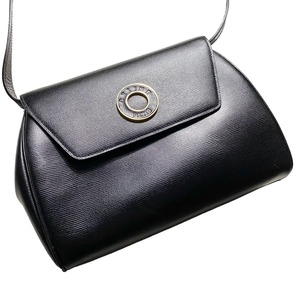 vintage CELINE black leather shoulder bag “circle logo”