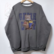 キジトラマニア めっちゃかわいいキジトラさんのプリント プルオーバー トレーナー チャコール