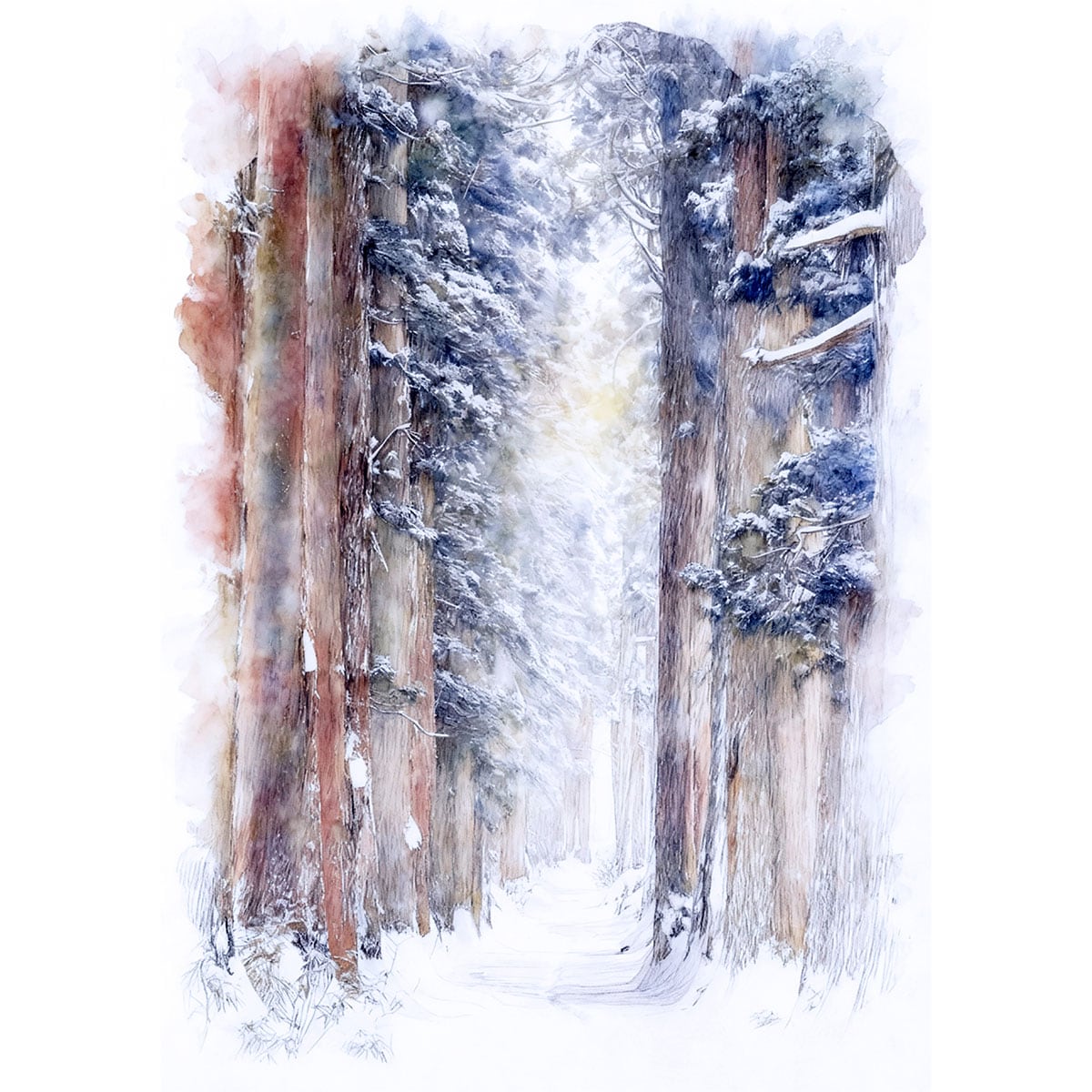 絵画(風景画) 日本 長野県 戸隠神社 インテリアアート額付き 水彩画