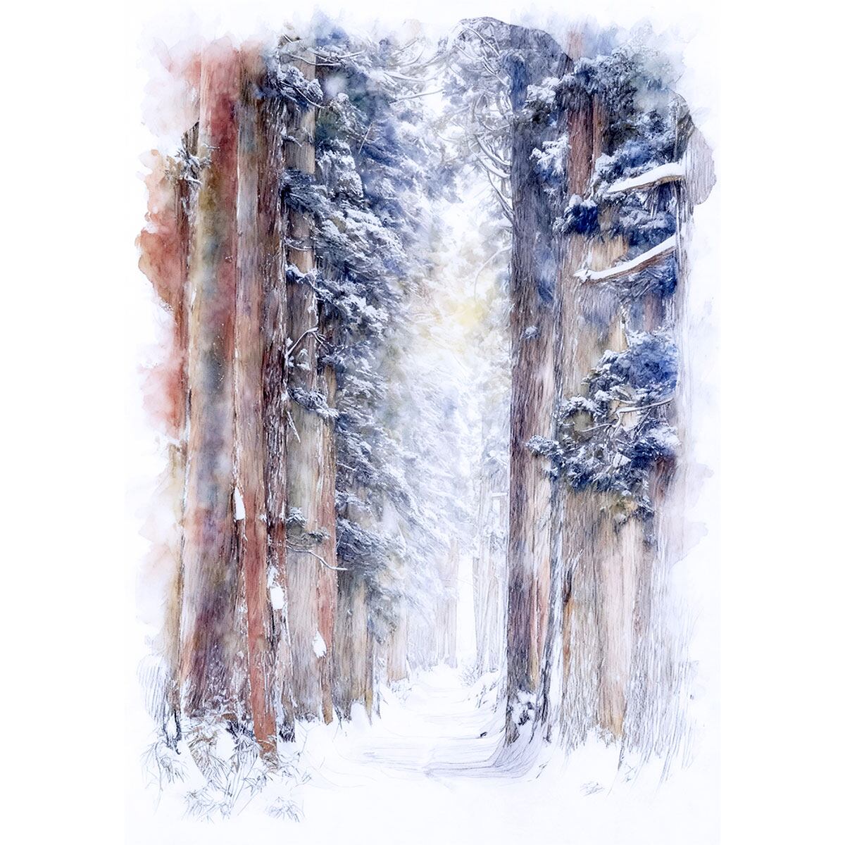 絵画(風景画) 日本 長野県 戸隠神社 インテリアアート額付き 水彩画・油絵調 WAT1266