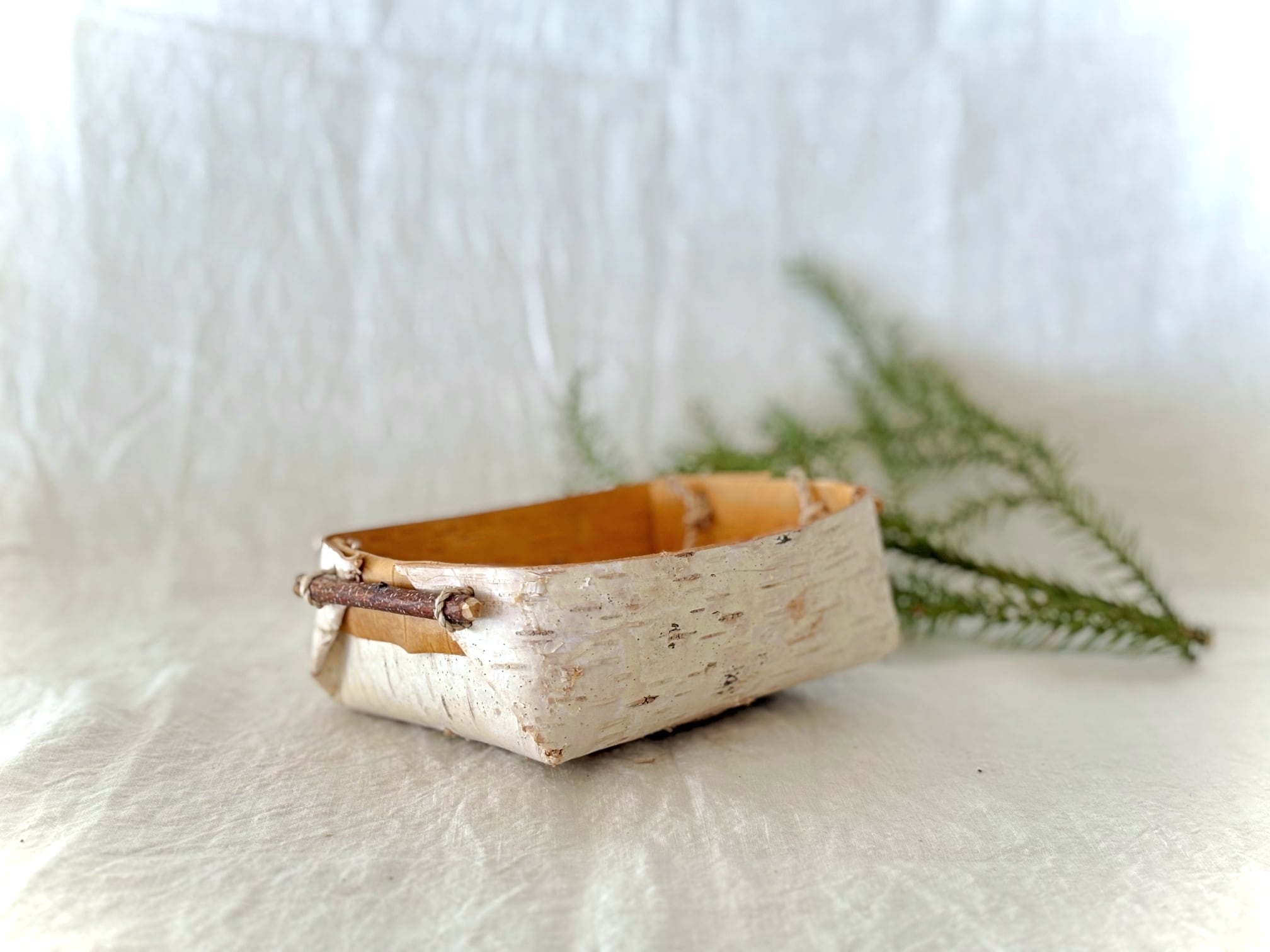 樹皮カゴ 長方形 S #1