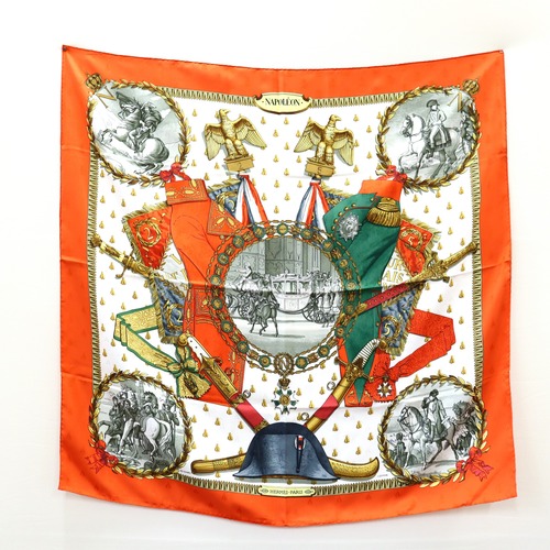 美品 HERMES エルメス カレ90 ナポレオン NAPOLEON ジャガード シルクスカーフ 大判ショール 蜂 22-4216