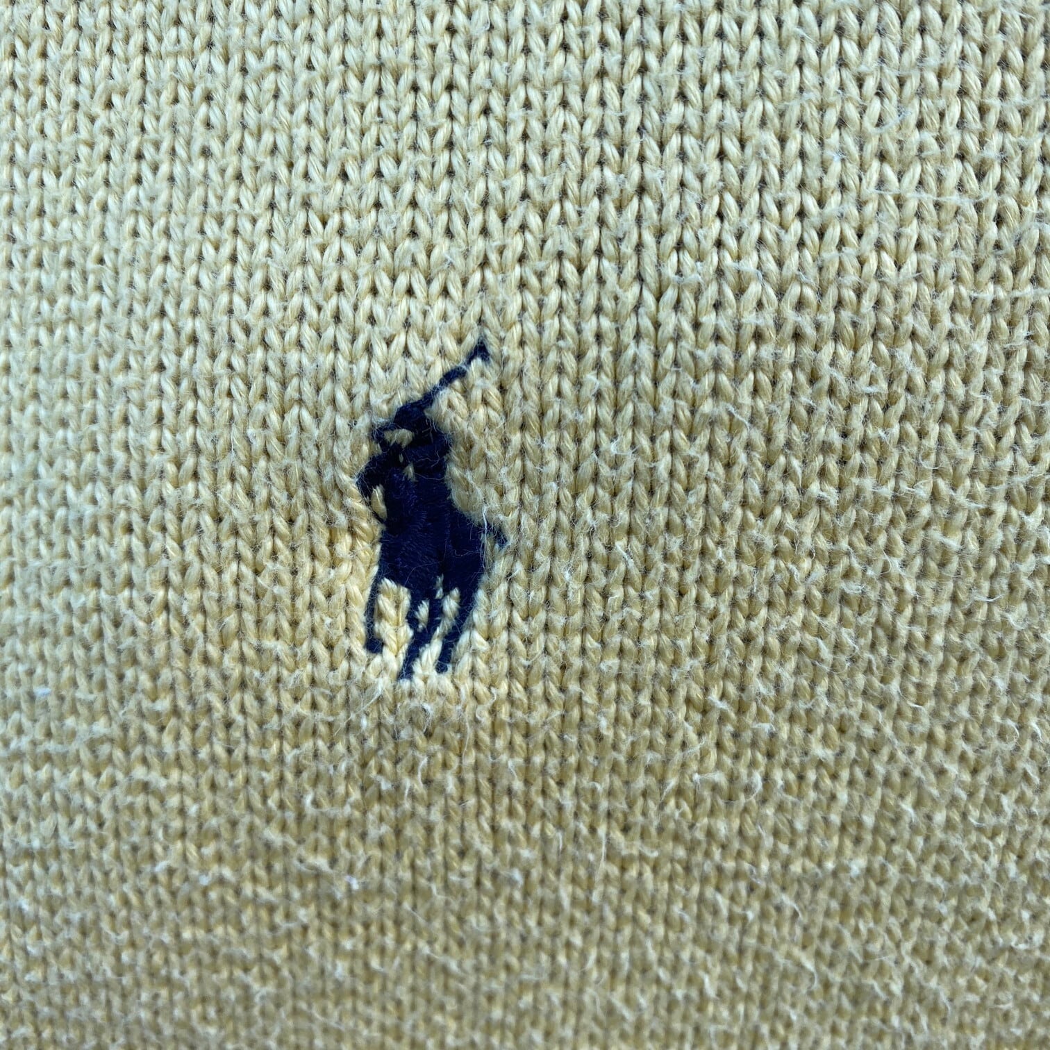 ポロバイラルフローレン　刺繍ロゴ　ハーフジップコットンニット　アイボリーL古着 6fe4b20ec59bd90aa1fd7b1cd2f76d