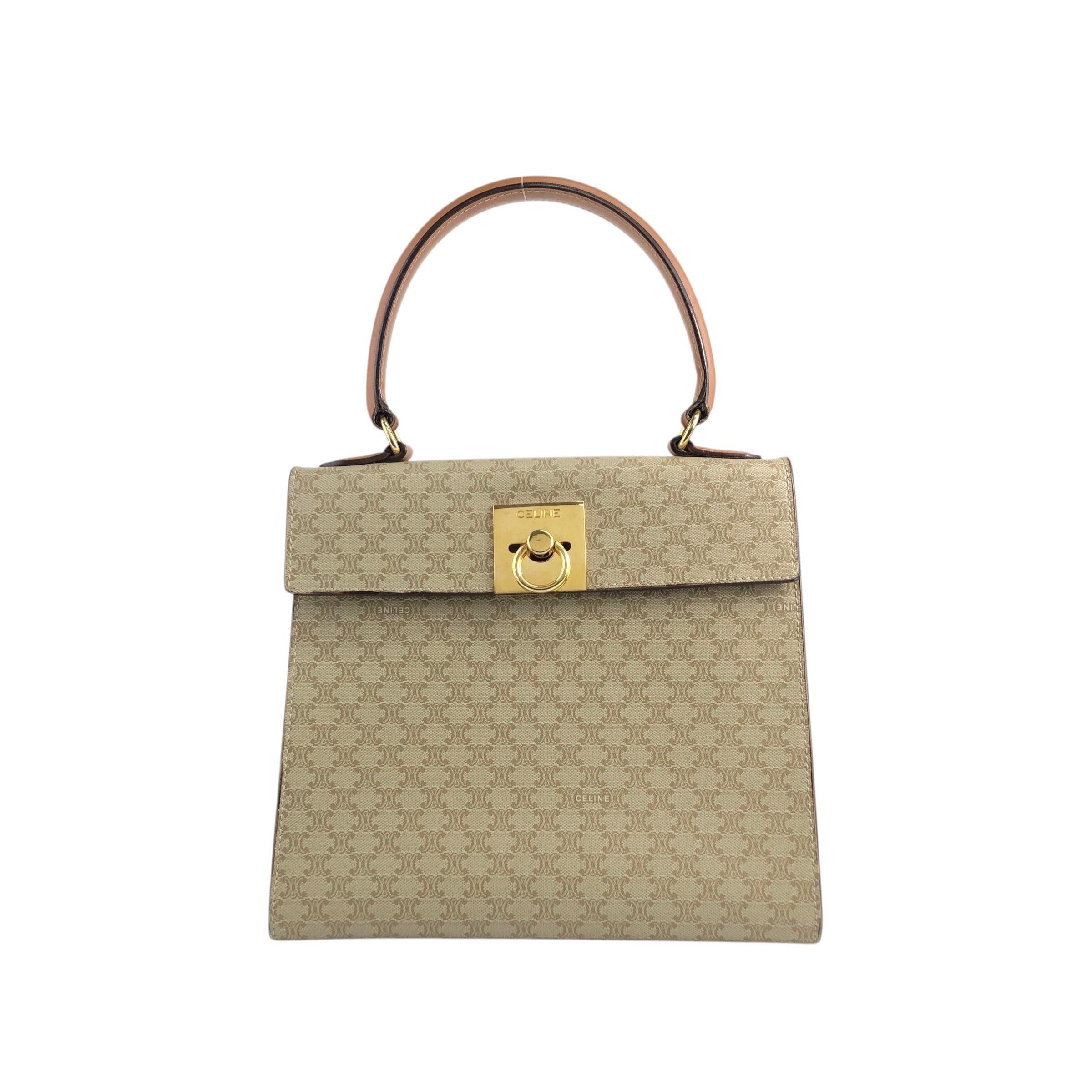 CELINE セリーヌ マカダム ハンドバッグ ベージュ ガンチーニ PVC