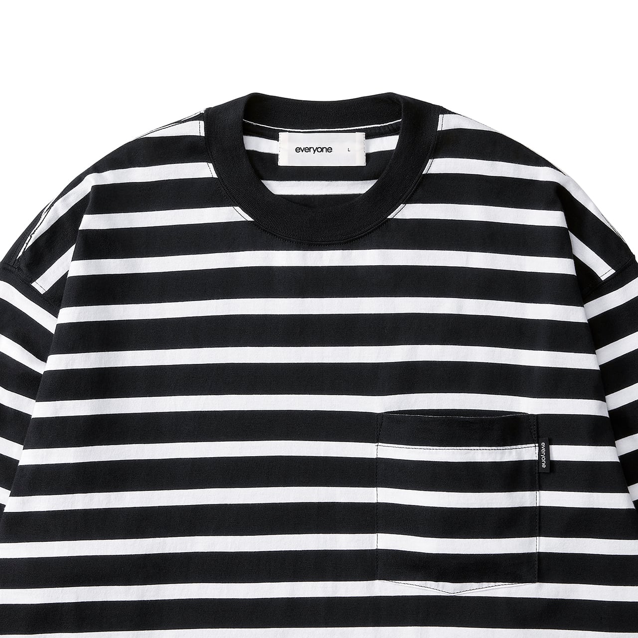 everyone high-gauge cotton border long sleeve tee shirt