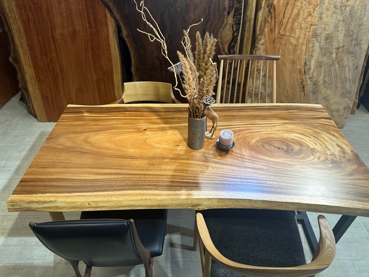 OUTLET】モンキーポッド_1640×770-820×45_新宿店_テーブル天板/一枚板