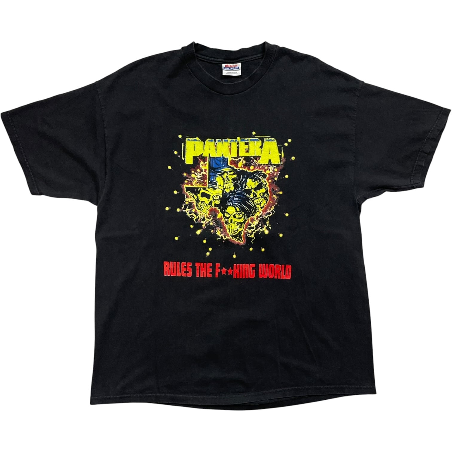 《XL》Hanes ヘインズ Tシャツ パンテラ 両面プリント スカル ブラック no.10597