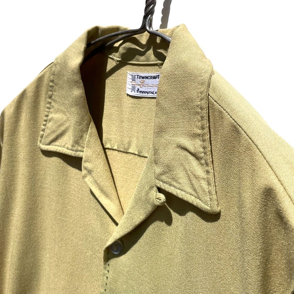 TOWNCRAFT - Penneys] Vintage S/S Open Collar Rayon Shirt [1960s