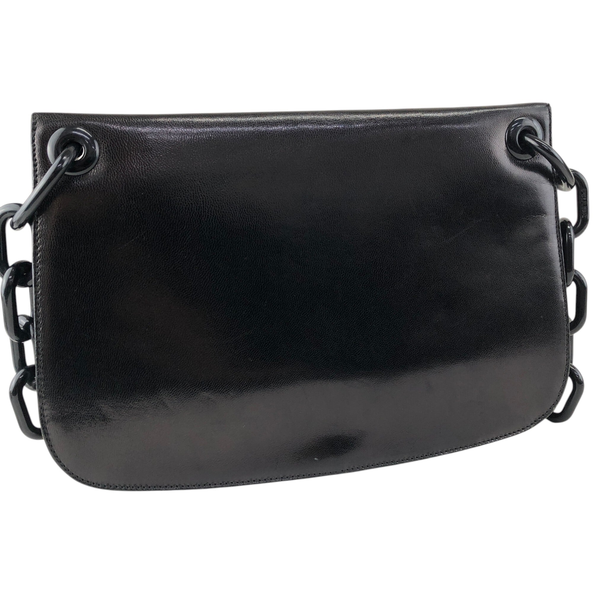 PRADA プラダ ショルダーバッグ ブラック プラチェーン レザー