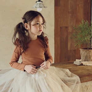 秋レースフリルTシャツ4色