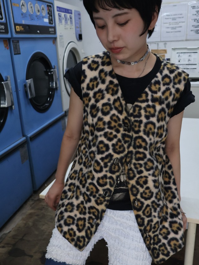 leopard faux fur vest【6206】