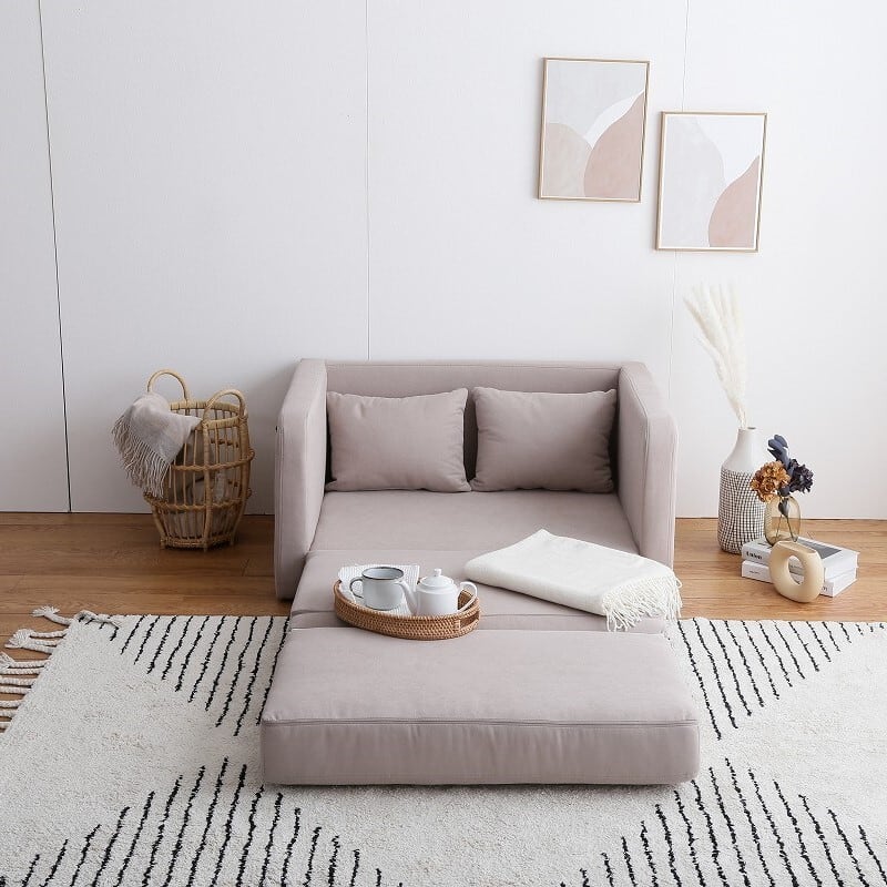 折りたたみソファベッド ピンクベージュ グレー Haco2wa 暮らしの道具とインテリアのお店