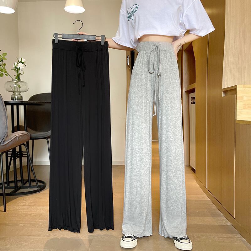 薄手ハイウェストパンツ カジュアルサマールーズ レース 夏物 レースアップ YY-ファッション5962072684