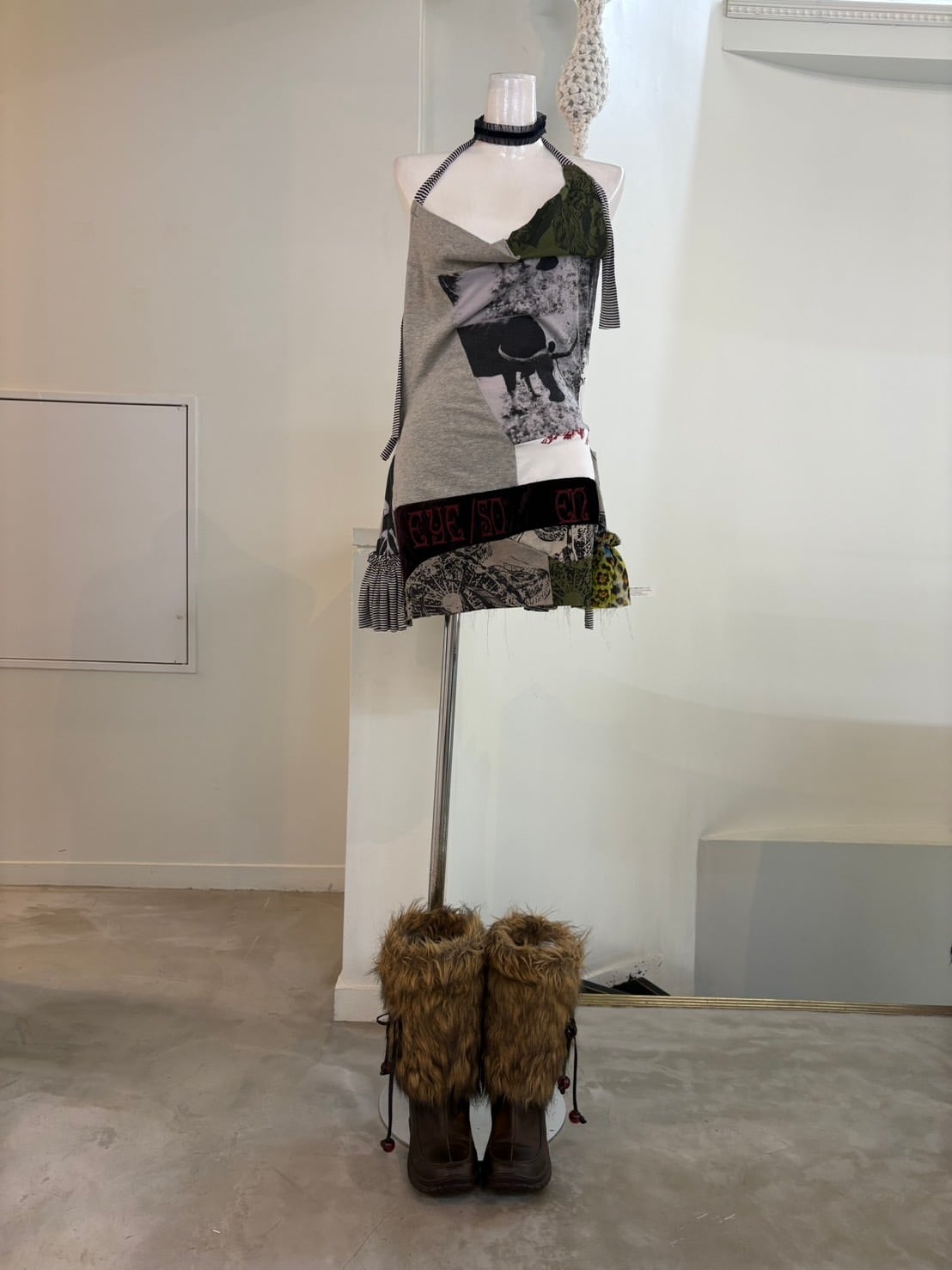 BONE patchwork backless dress