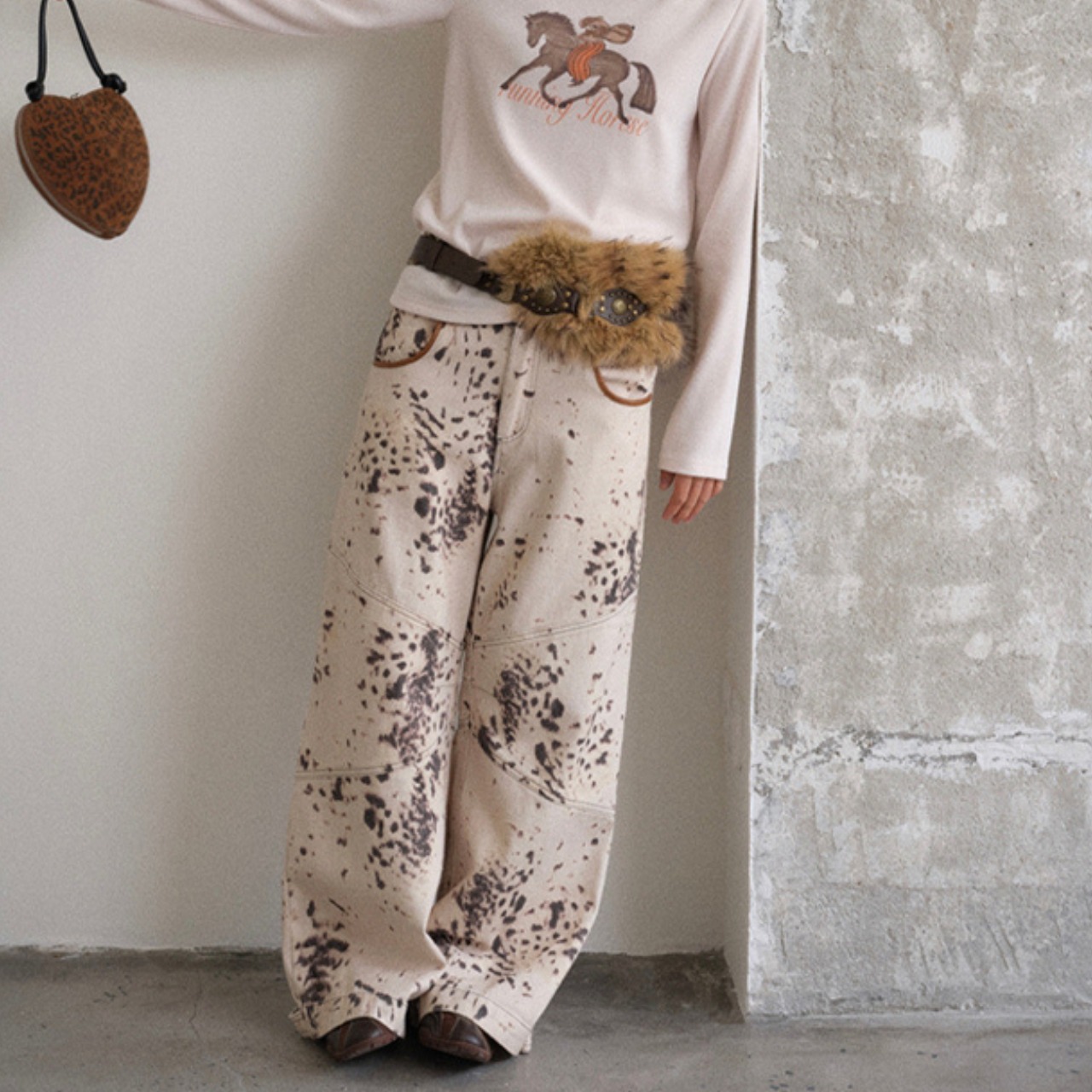 Art Splash Wide Denim Pants T4032