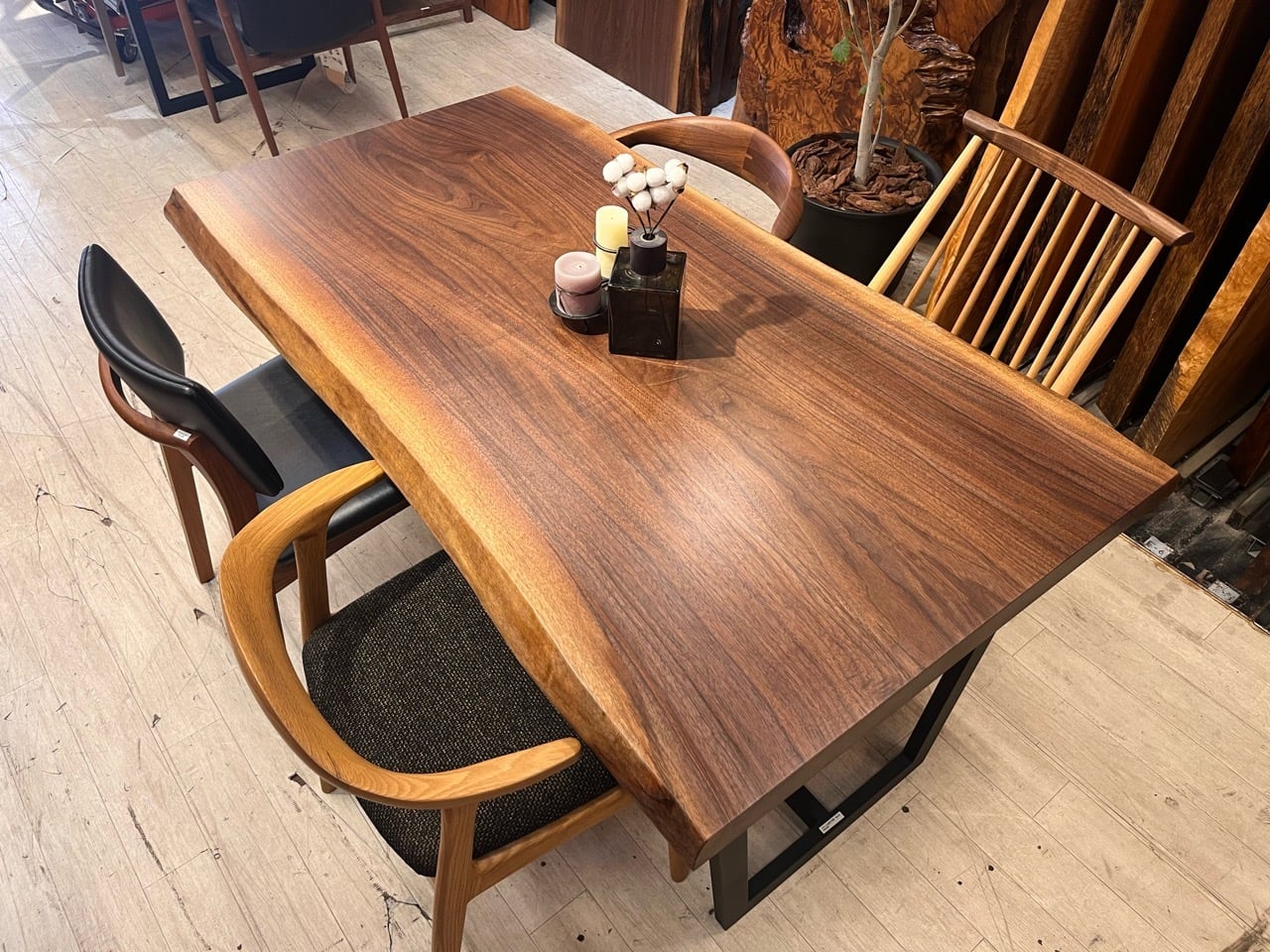 OUTLET】ウォールナット_1520×830-735×55_新宿店_テーブル天板/一枚板