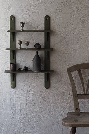 若葉色のウォールシェルフ-antique wall shelf