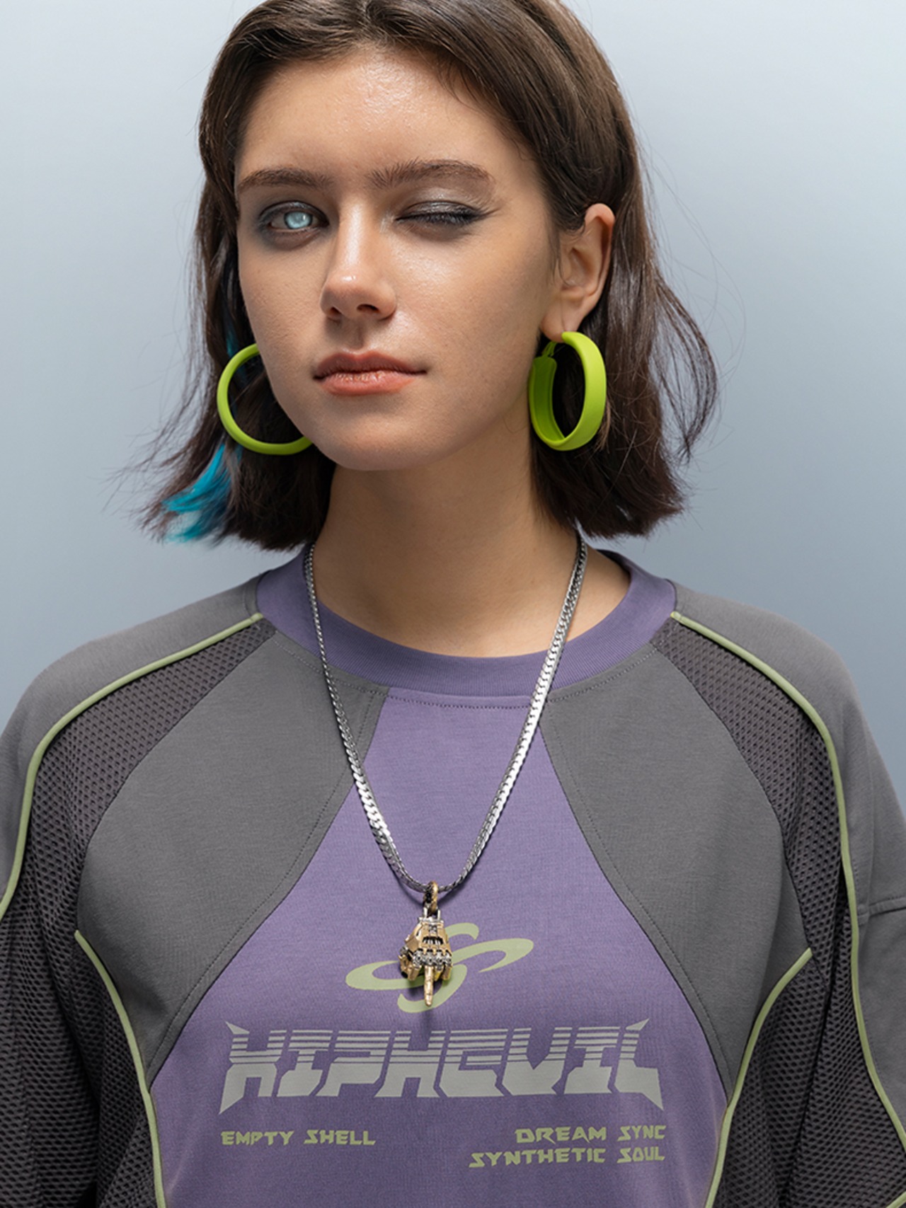 XIPHEVIL アイスフィーリング速乾メッシュパッチワークTシャツ