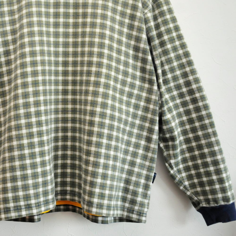 made in usa structure blue check Pullover cotton shirt{アメリカ製