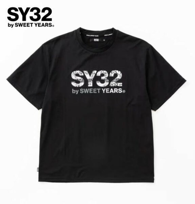 SY32 by SWEET YEARS エスワイサーティトゥ Tシャツ 半袖 クルーネック メンズ BASIC GRAPHIC LOGO TEE 32-26SN1-21 BLACK