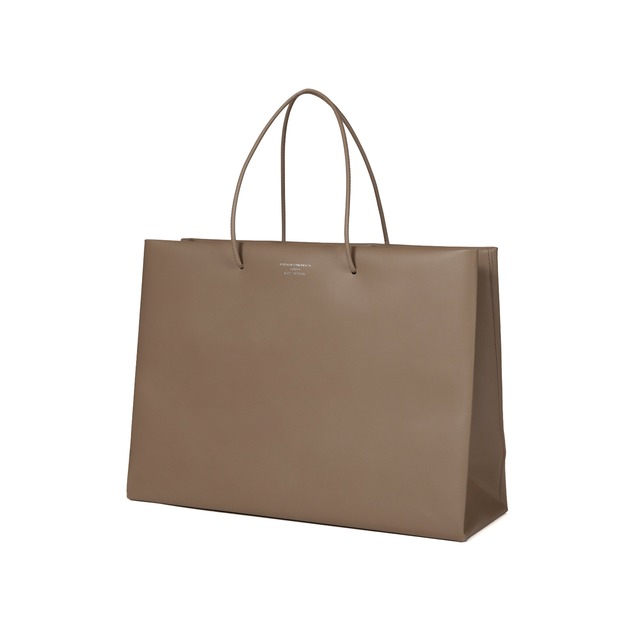 Leather Paper Bag Large - Greige