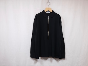 REVERBERATE”ZIP LONG SLEEVE POLO BLACK””