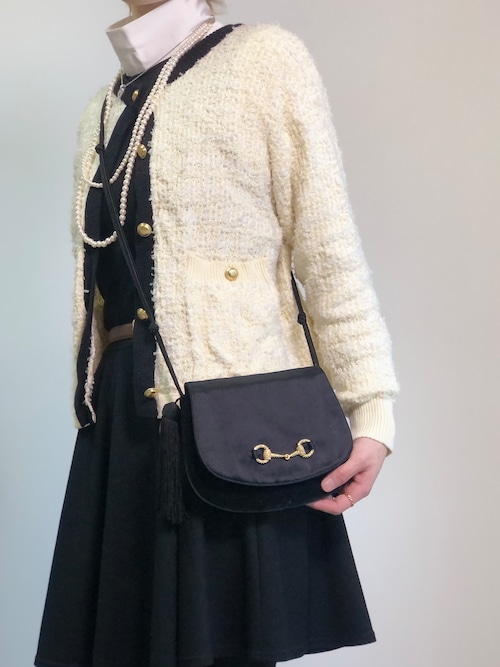 GUCCI グッチ ショルダーバッグ ブラック ホースビット ベロア タッセル vintage ヴィンテージ オールド xvctcj