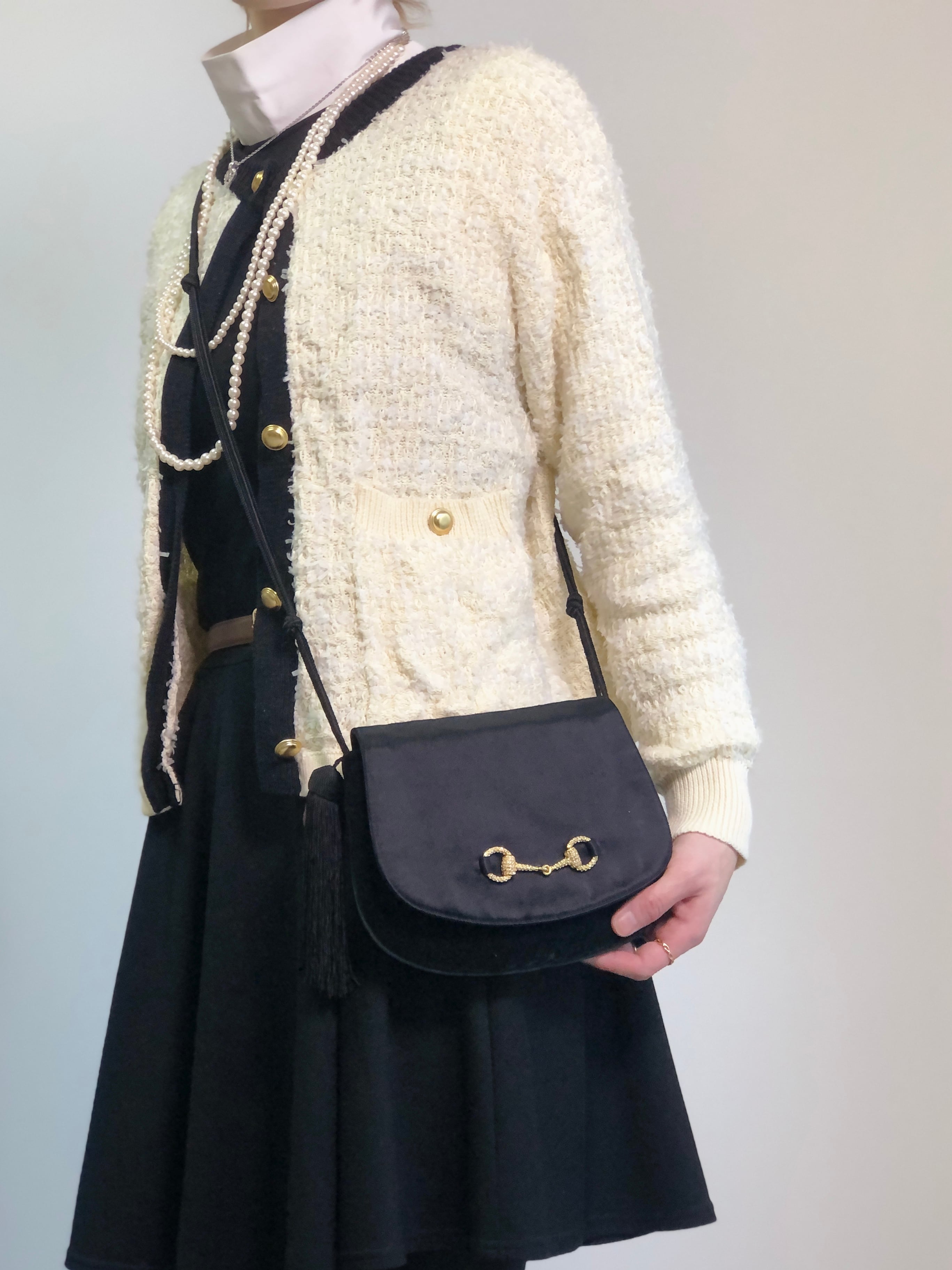 GUCCI グッチ ショルダーバッグ ブラック ホースビット ベロア タッセル vintage ヴィンテージ オールド xvctcj