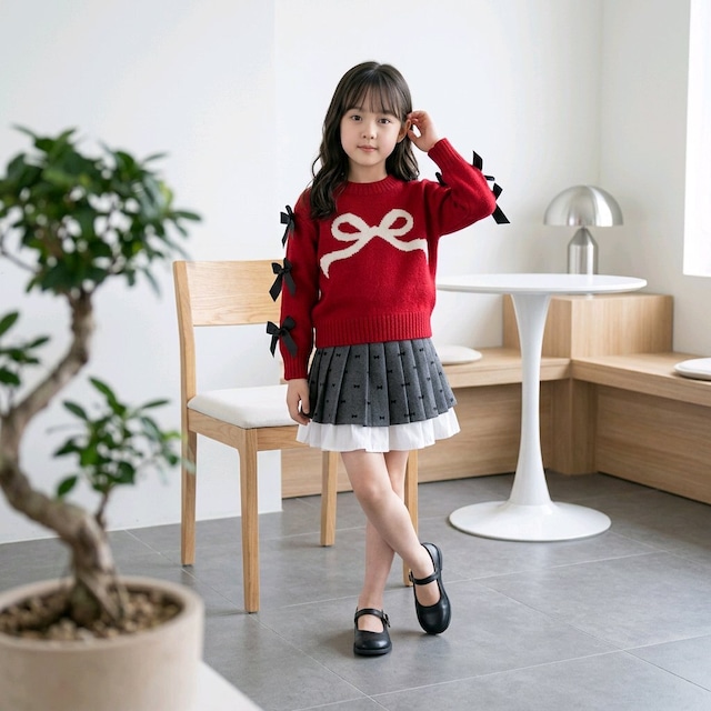 kids リボンニットセットアップ