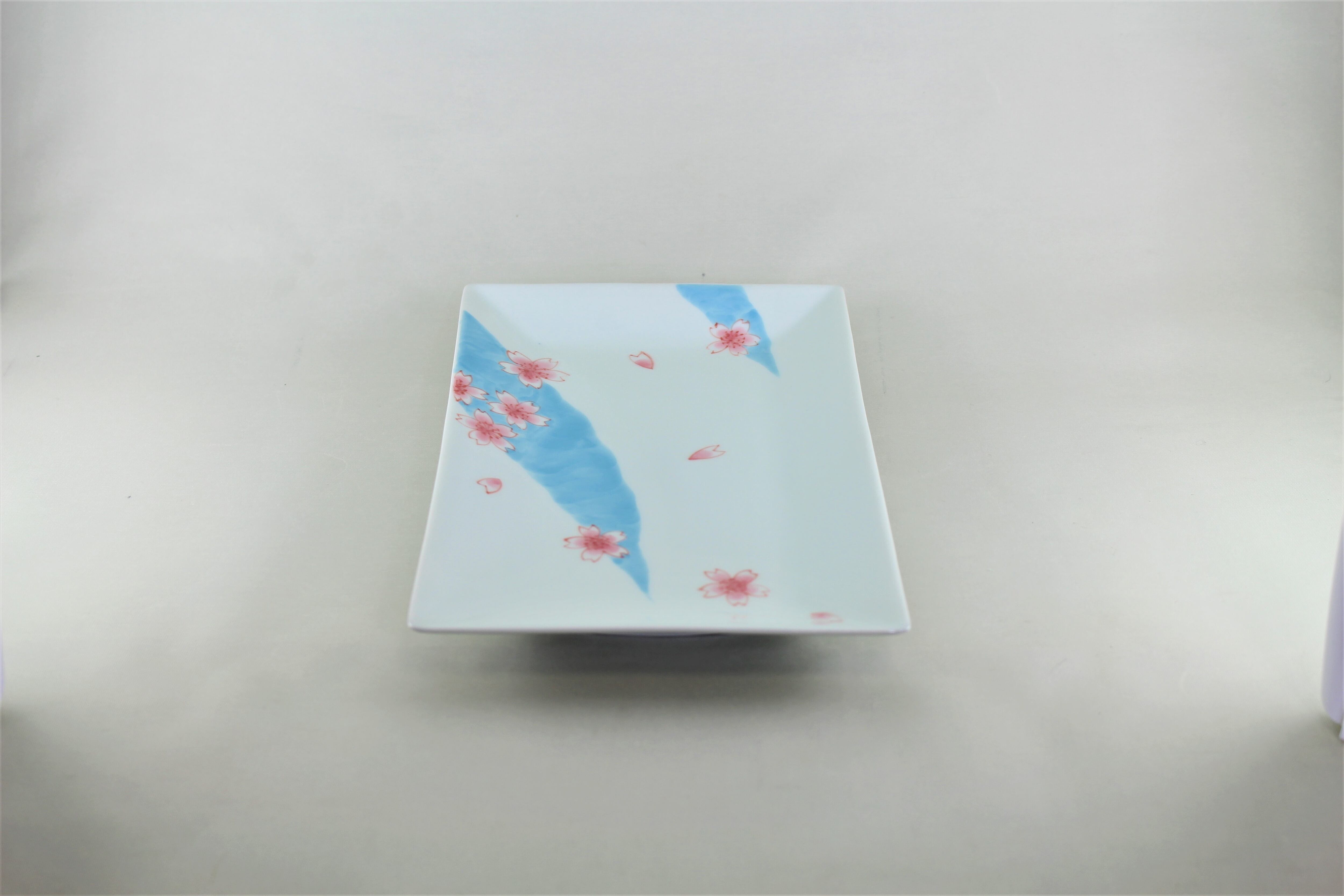 流水桜　長角皿