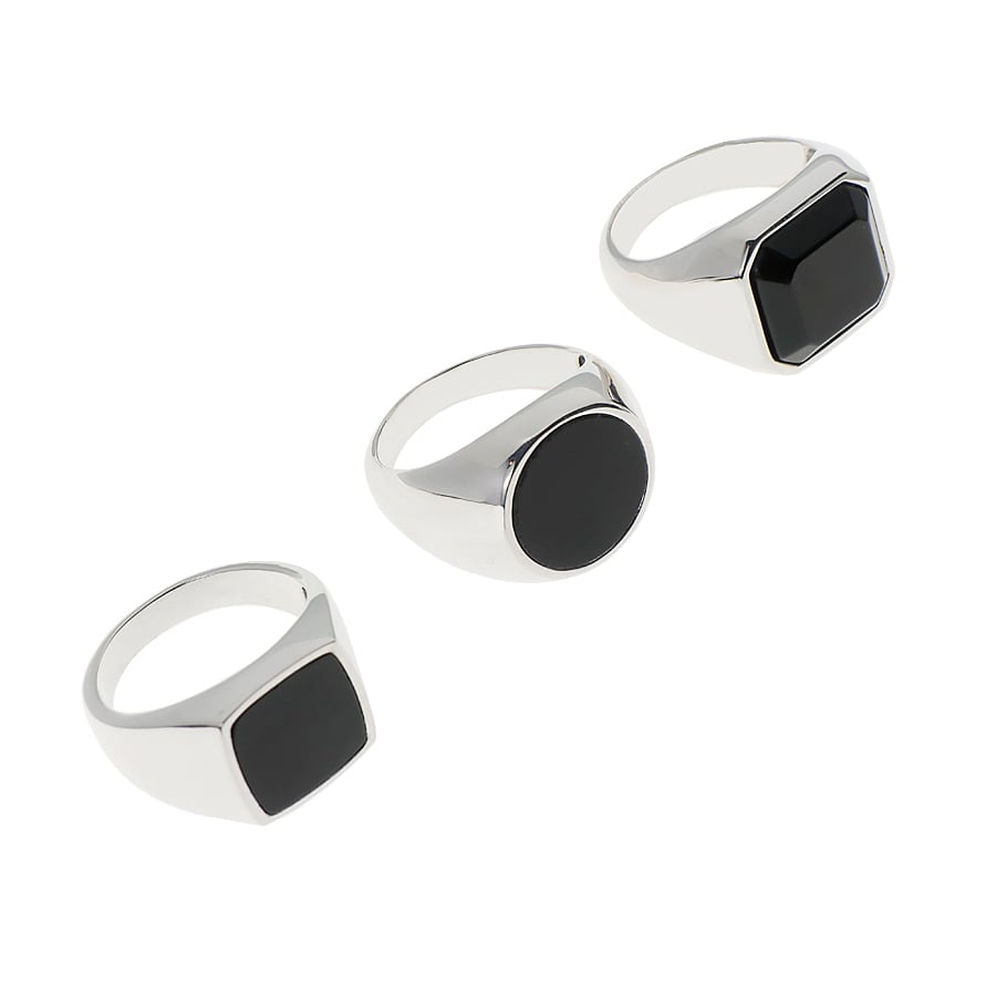 天然石 オニキス 印台 指輪 リング ハイポリッシュ シルバー925