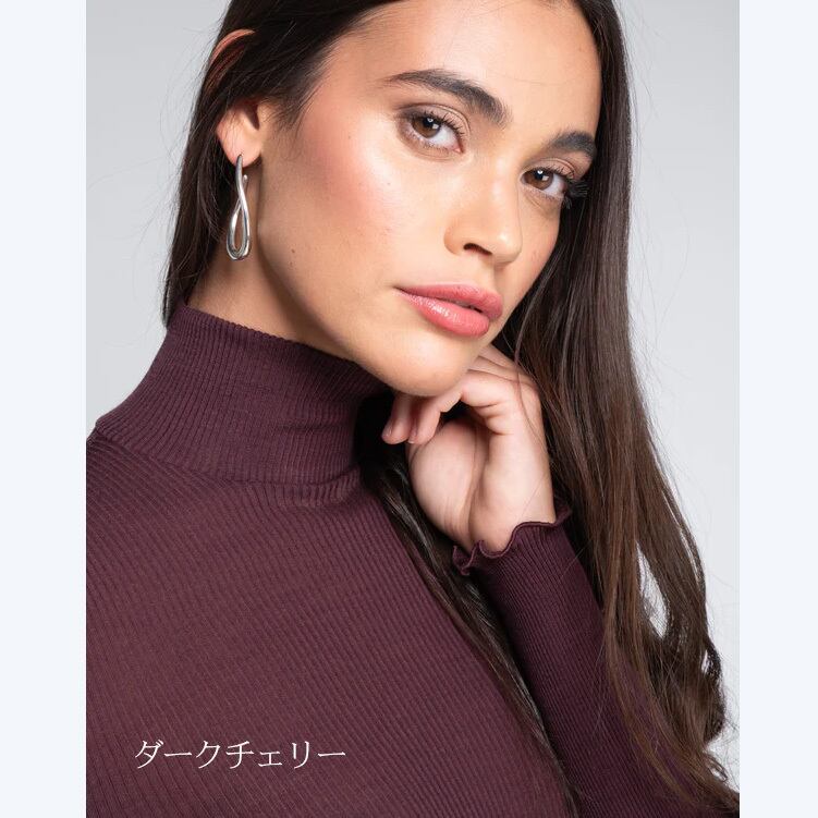 Oscalitoオスカリート☆ハイネックリブカットソー☆ウールシルク☆茶2伊 Oscalitoオスカリート☆ハイネックリブカットソー☆ウールシルク☆茶2