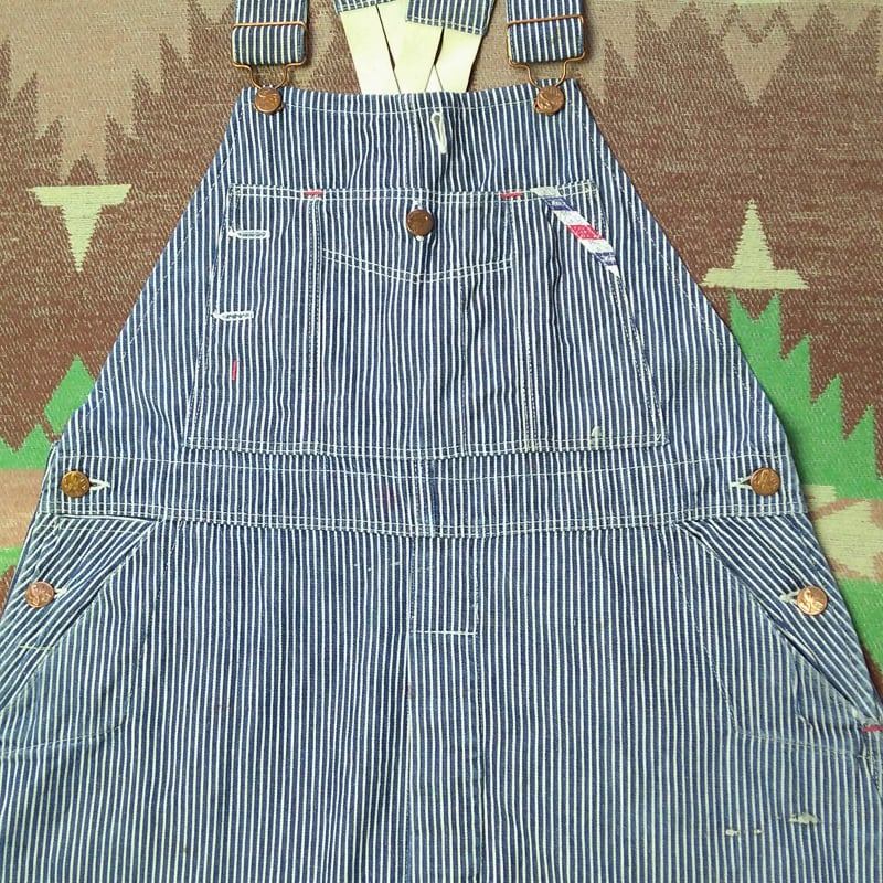 40s～ WINNER Low-Back Hickory Stripe Overalls （実寸W36L29） Wonder Wear  ヴィンテージ古着ネットショップ