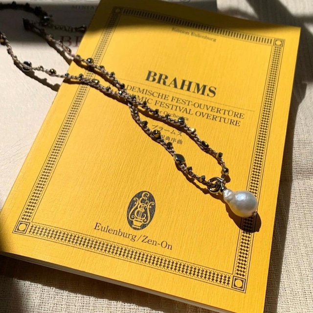 ３タイプ＊外せるバロック 淡水パールTOP ヘマタイト 編み編みネックレス