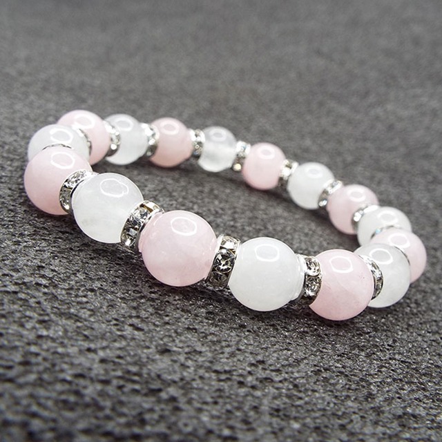 【愛の奇跡を起こす石】ローズクォーツ×ホワイトジェイド キッズサイズ ブレス [8mm]
