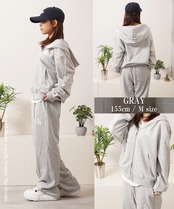 ◆LA ロゴ刺繍 ショート丈 ダブルZIPパーカー◆yo-25001