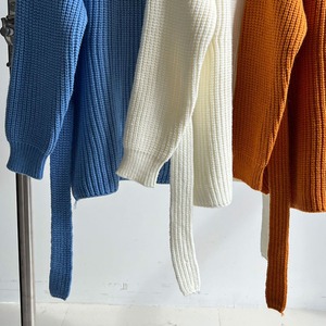ribbon-belt side-slit knit　J00320