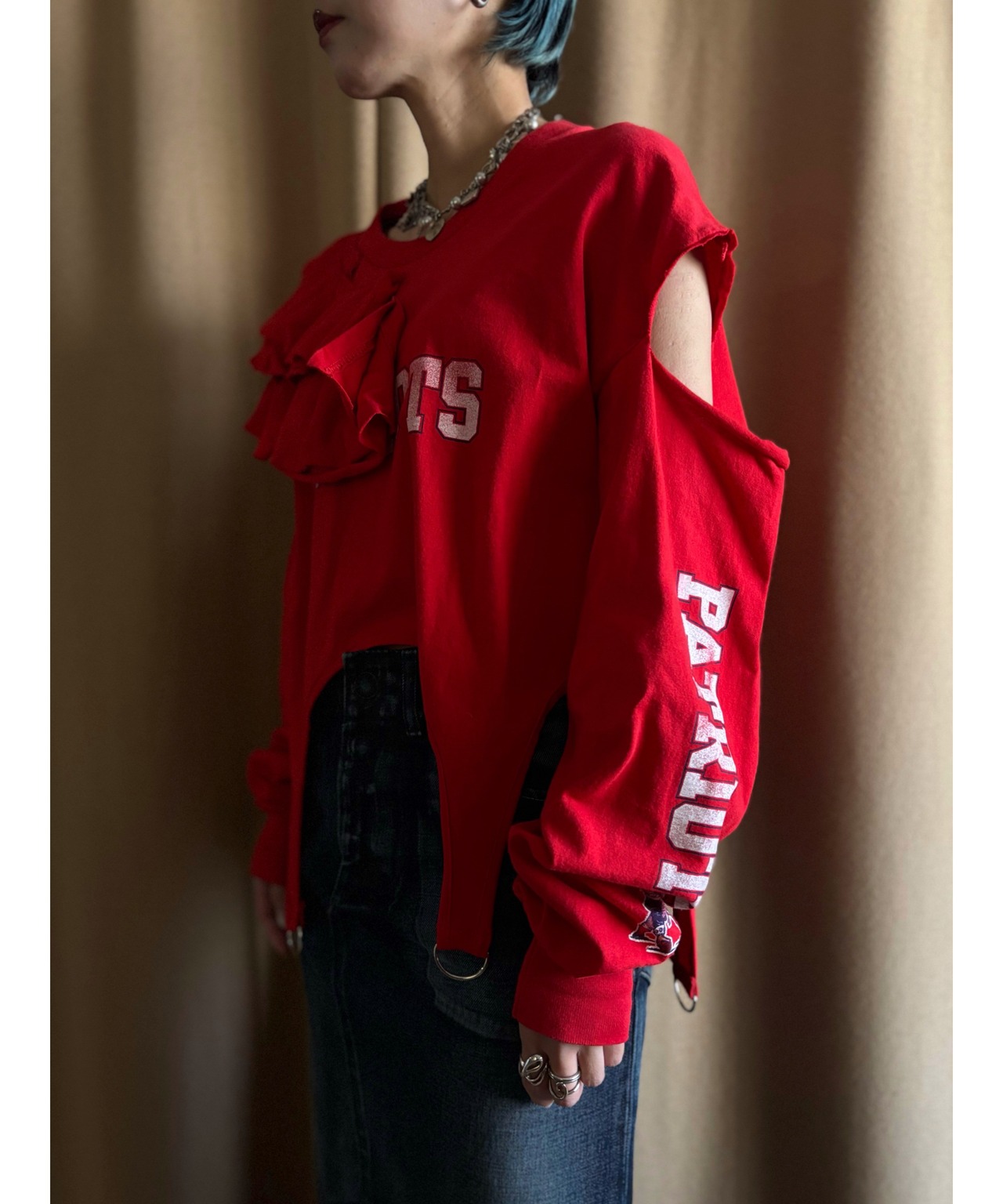 garter belt design frill remake long t shirt-4519-2
